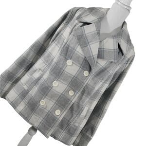 OLD NAVY! GRAY, CREAM & POWDER BLUE PLAID, WOOL BLEND OVERSIZED JACKET! SZ 2X